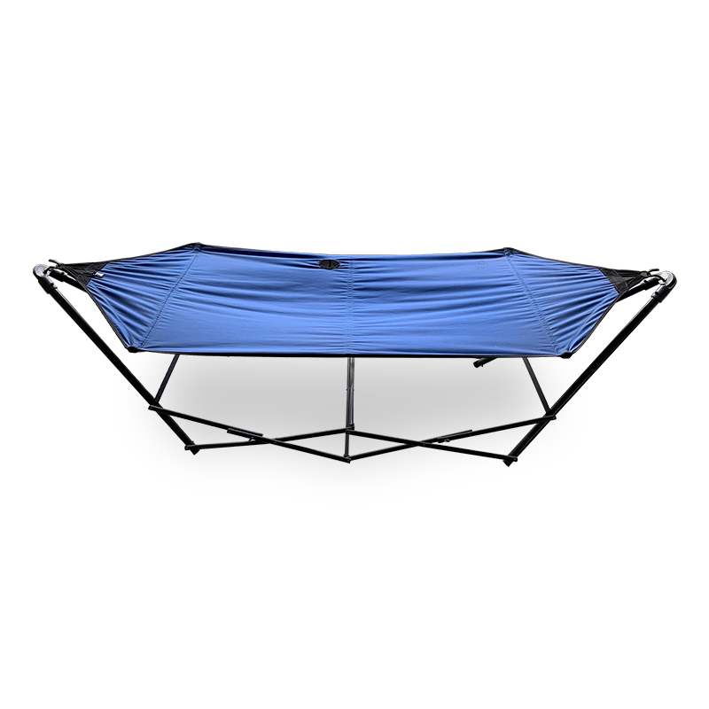 Tragbare Klapphänisch -Lounge Campingbett Stahl Rahmenständer mit Tragetasche blau