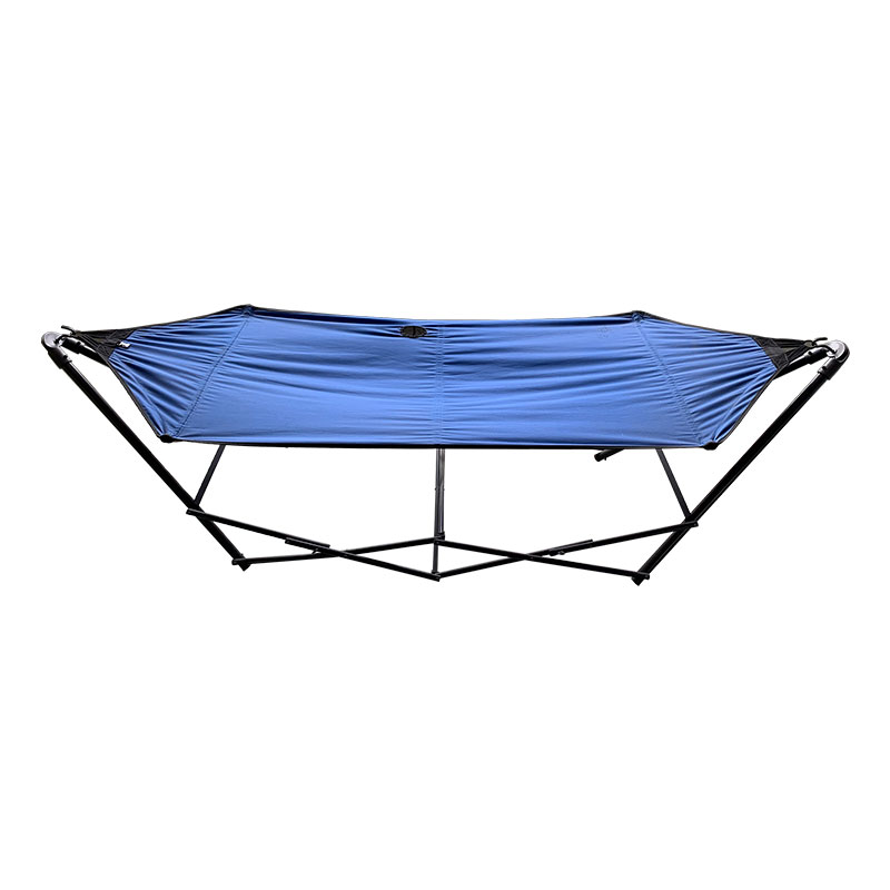 Tragbare Klapphänisch -Lounge Campingbett Stahl Rahmenständer mit Tragetasche blau