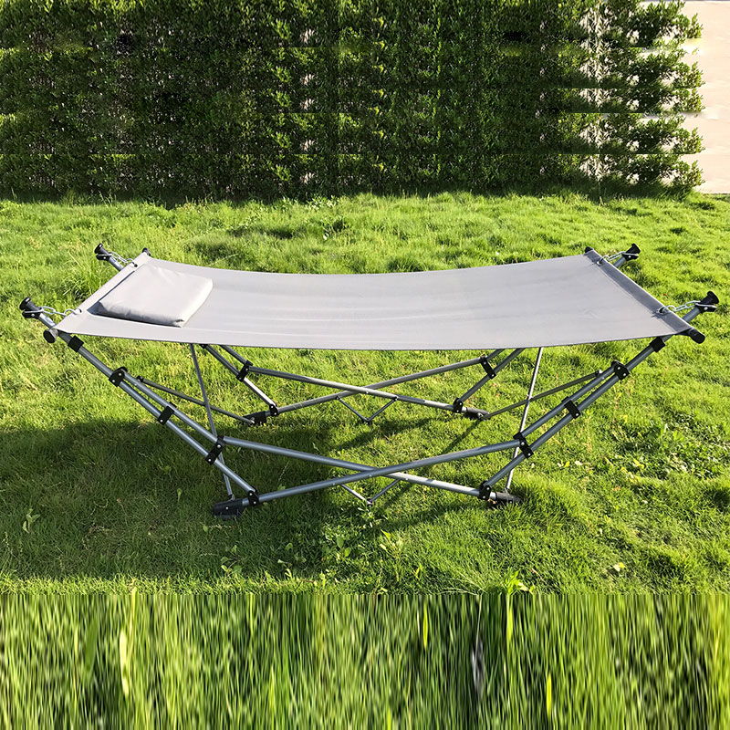 Tragbare Klapphänisch -Lounge Campingbett Stahl Rahmenständer mit Tragetasche blau